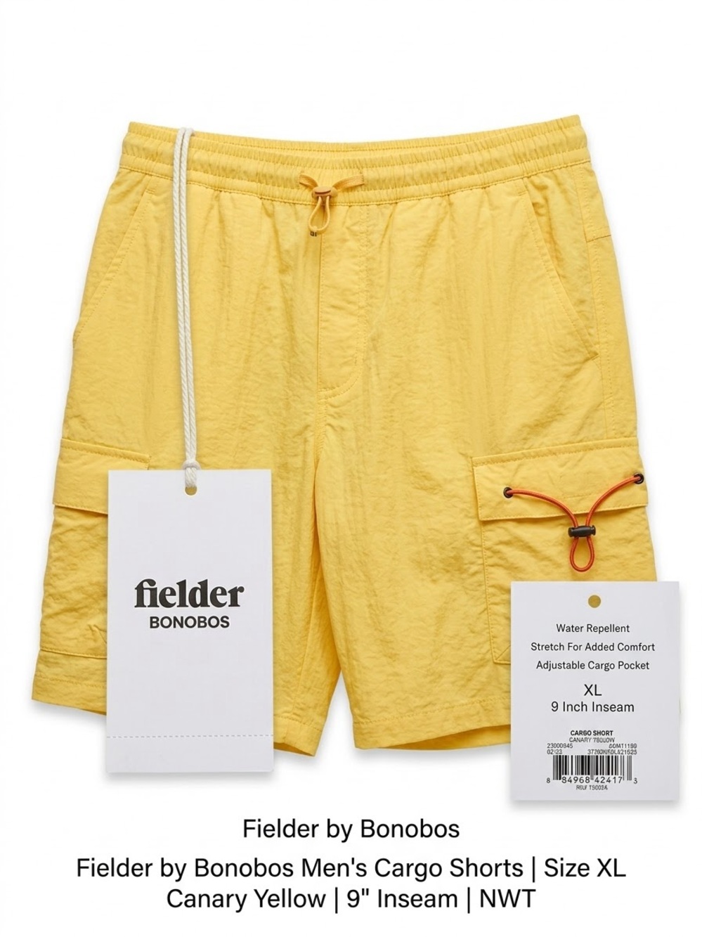 Fielder by Bonobos MSRP $25 Utility Cargo Shorts Canary Yellow XL 9" Inseam